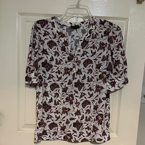 Ann Taylor Factory Maroon Floral Blouse